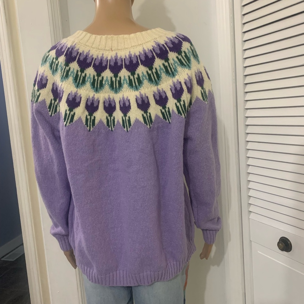 Lavender and Cream Women's Cardigan - Picture 5 of 5